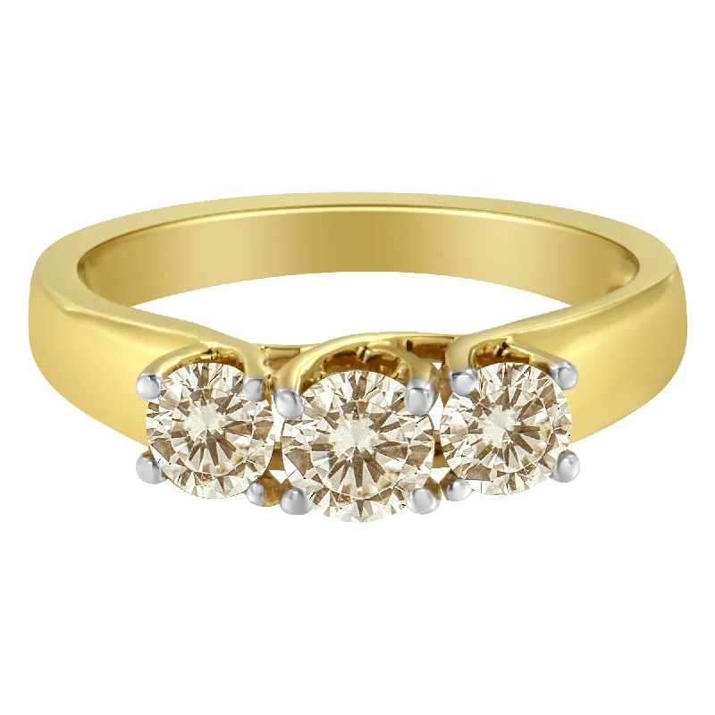 platinum wedding bands with diamond accents-10K Yellow Gold Diamond 3-Stone Ring