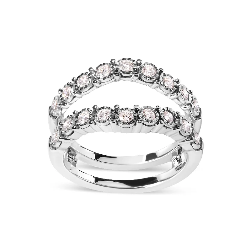 women’s rings with diamonds and sapphires-14k White Gold 1/2 Cttw Miracle Set Diamond Enhancer Wrap Ring Guard