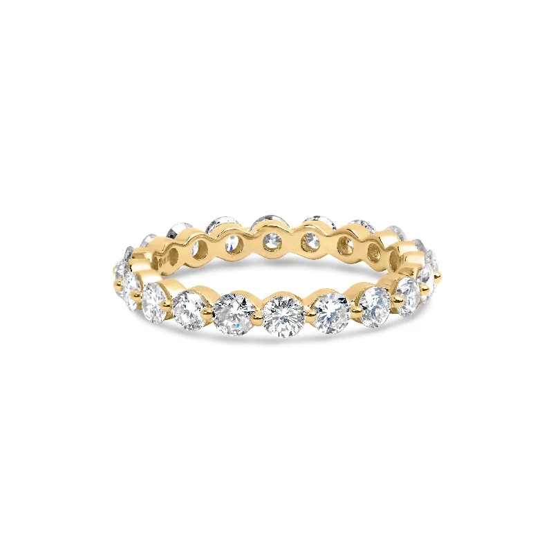 engagement rings with diamond bands for women-14K Yellow Gold 2.0 Cttw 2 Prong Set Diamond Eternity Band Ring