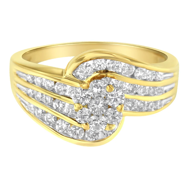 anniversary rings with diamonds-14K Yellow Gold Diamond Cocktail Bypass Ring