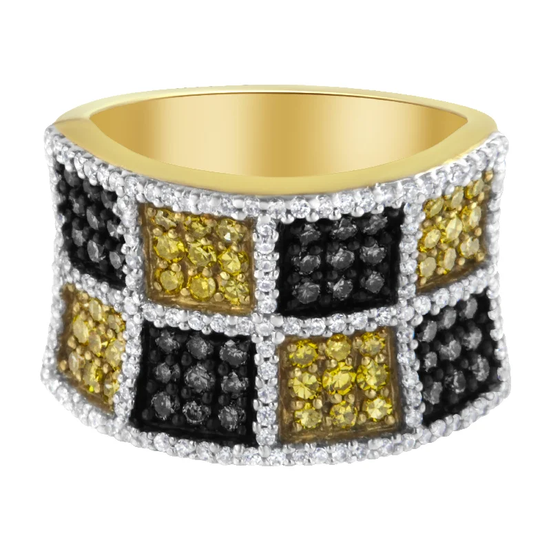 luxury platinum wedding rings-14KT Yellow Gold Champagne, Yellow and Round Diamond Band Ring