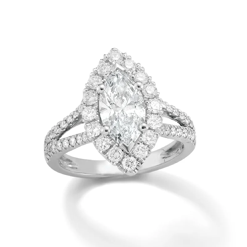 wedding rings for men with platinum details-Marquise Diamond Split shank Engagement Ring