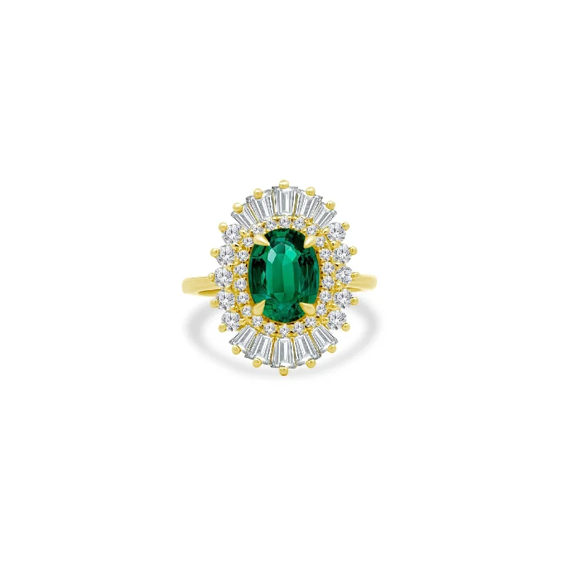 best engagement rings for women-2.04ct Emerald Sunburst Ring