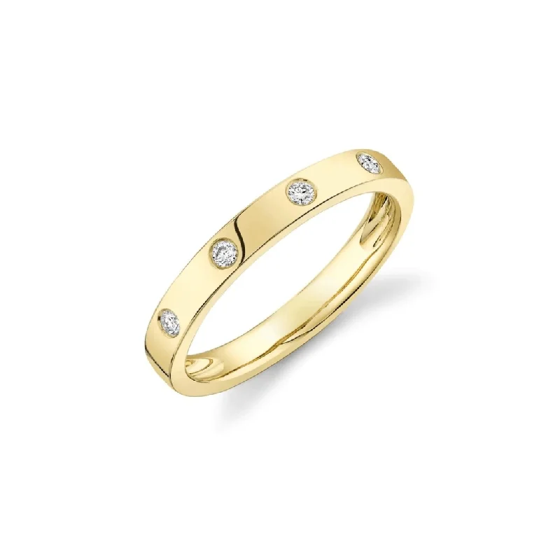 wedding rings with different metal types-4 Diamond Gold Band