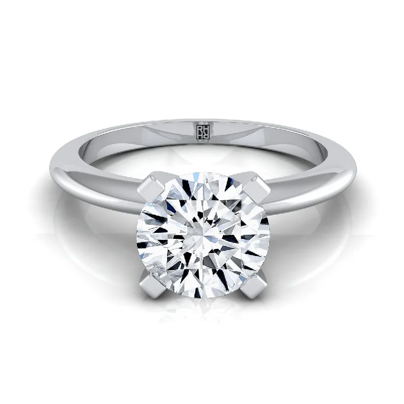 engagement rings with three stones-18K White Gold Round Brilliant  Classic Low Base Solitaire Engagement Ring