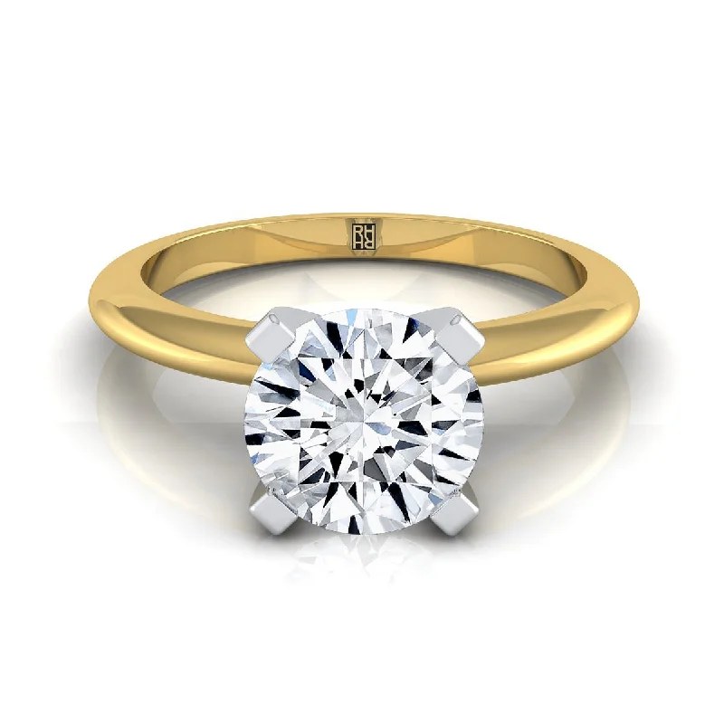 gemstone rings for men with diamonds-18K Yellow Gold Round Brilliant  Classic Low Base Solitaire Engagement Ring