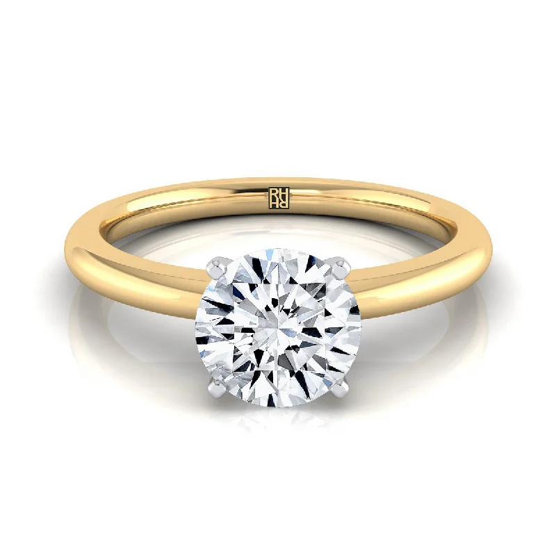 handmade engagement rings for women-18K Yellow Gold Round Brilliant  Round Comfort Fit Claw Prong Solitaire Engagement Ring