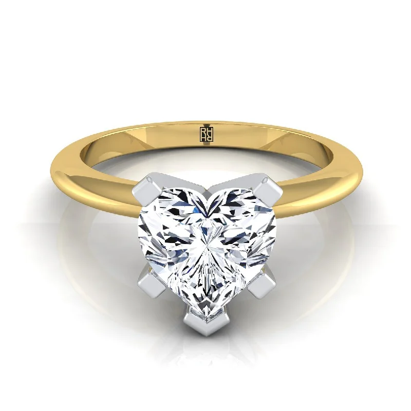 engagement rings with classic designs-18K Yellow Gold Heart Shape Center  Classic Low Base Solitaire Engagement Ring