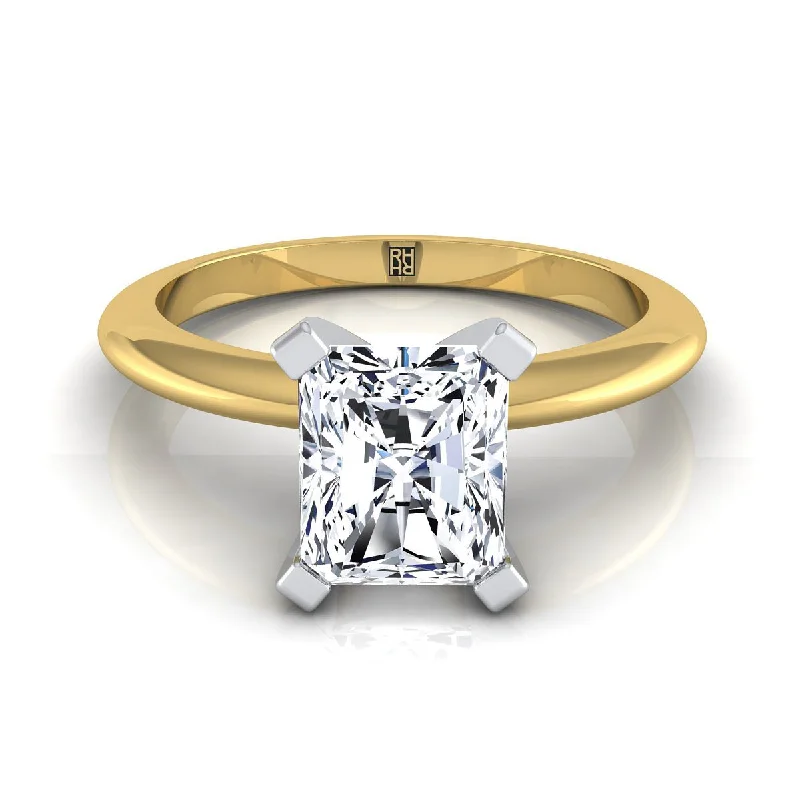 unique wedding bands for women-18K Yellow Gold Radiant Cut Center  Classic Low Base Solitaire Engagement Ring