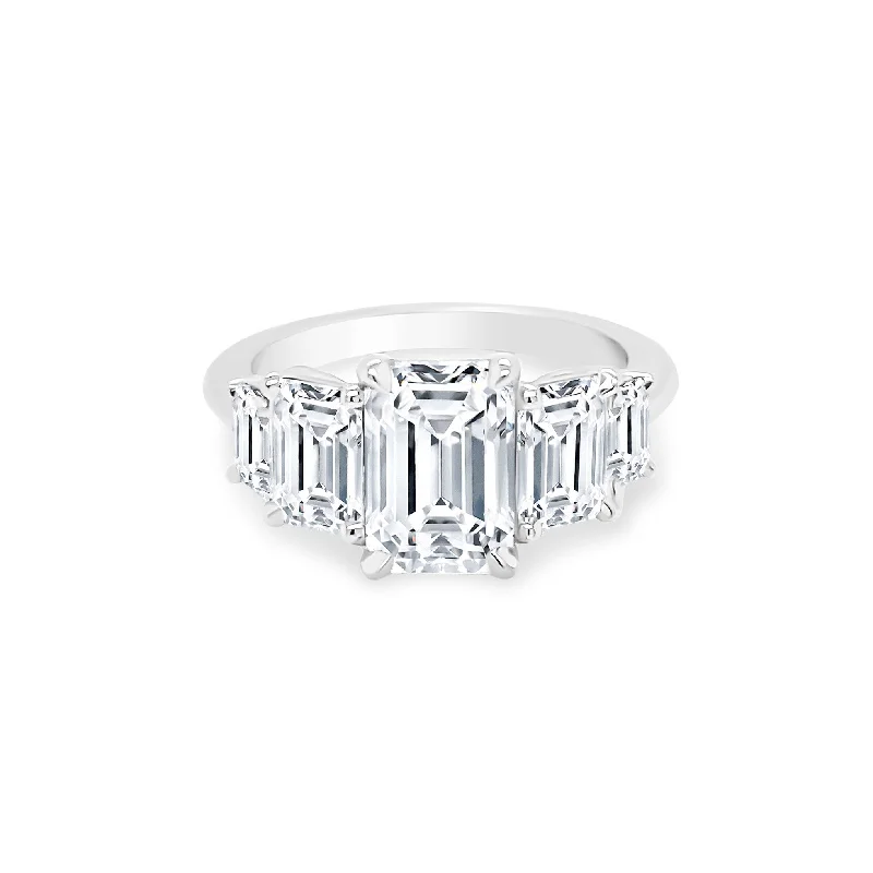 wedding bands for women with sapphires-Emerald Cut with Double Emerald Cut Side Stones