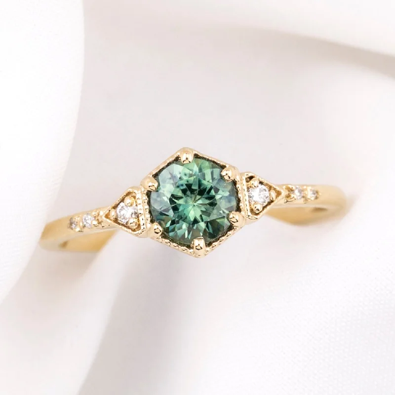 diamond engagement rings for men-Agatha Ring 0.75ct Green Montana Sapphire, 14k Yellow Gold (One of a kind)