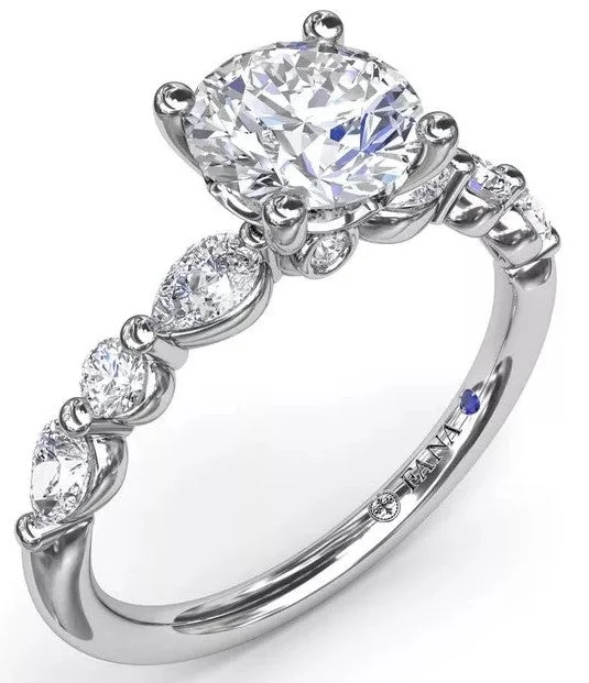 custom-designed engagement rings-Alternating Teardrop and Round Diamond Engagement Ring