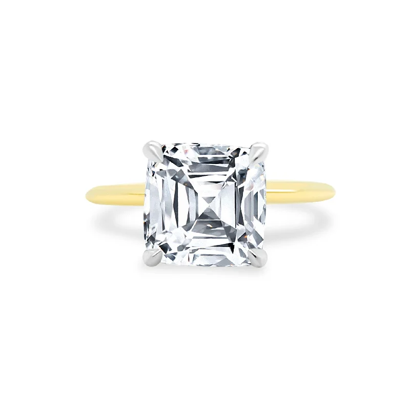 gemstone rings for men with diamonds-Asscher Cut Solitaire