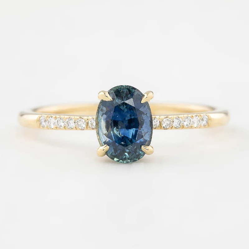 engagement rings with rubies for women-Audrey Ring 0.79ct Ocean Blue Oval Montana Sapphire (One of a kind)