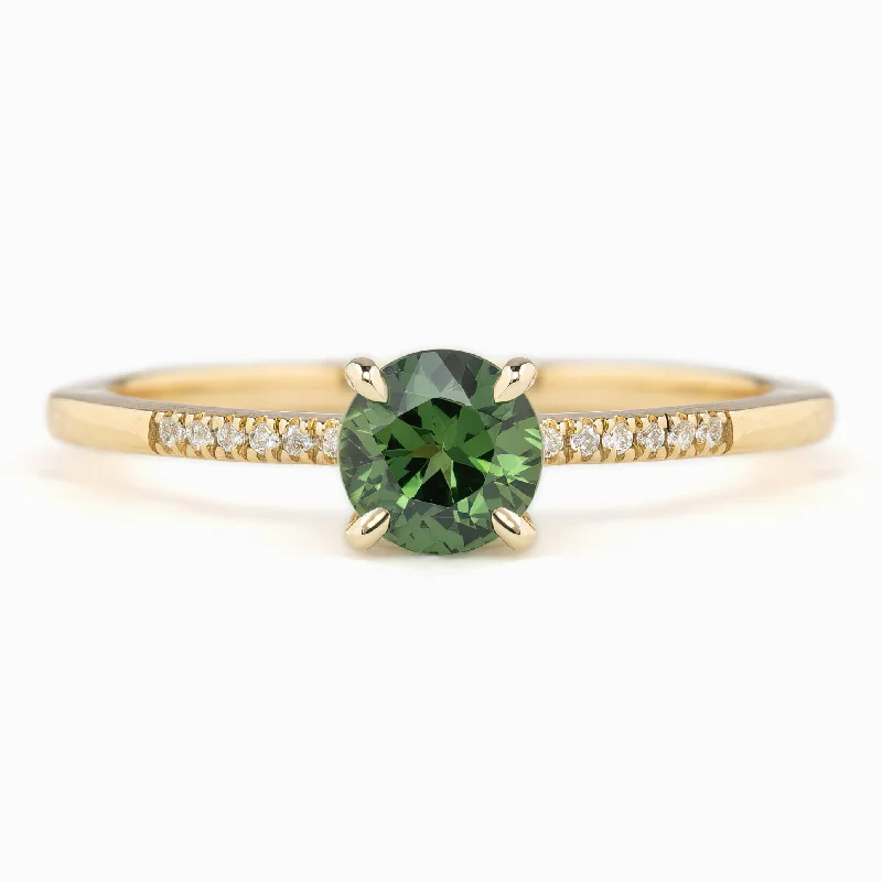 men’s wedding rings with silver details-Audrey Ring 0.7ct Green Queensland Sapphire, 14K Yellow Gold (One of a kind)