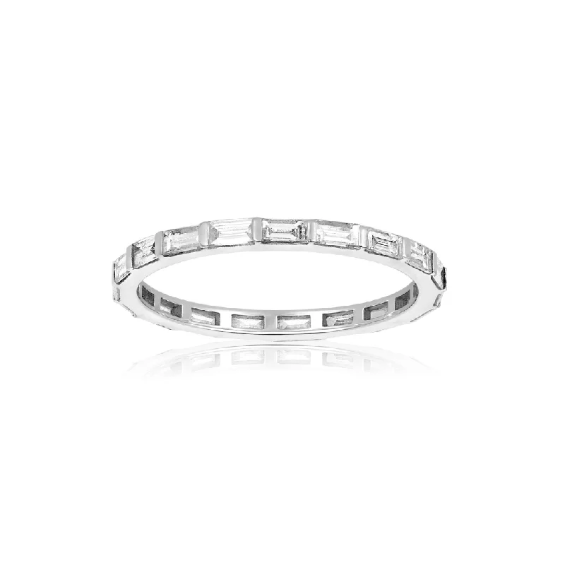 wedding bands with large diamonds-Baguette Eternity Band