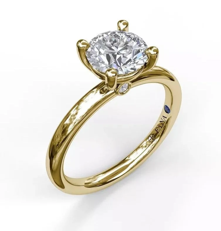 rings for women with large diamonds-Classic Round Cut Solitaire Engagement Ring