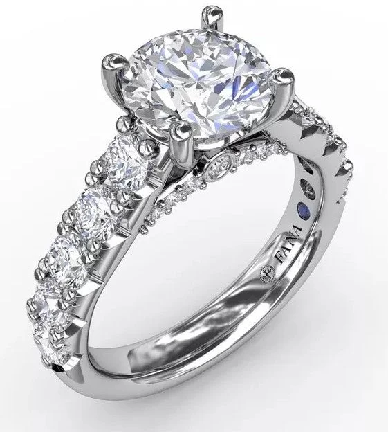 silver wedding bands with diamonds-Classic Round Diamond Solitaire Engagement Ring