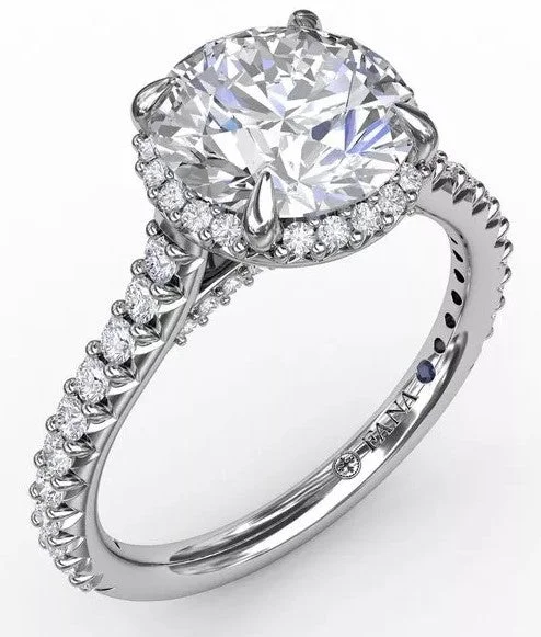 handmade engagement rings for women-Contemporary Round Diamond Halo Engagement Ring