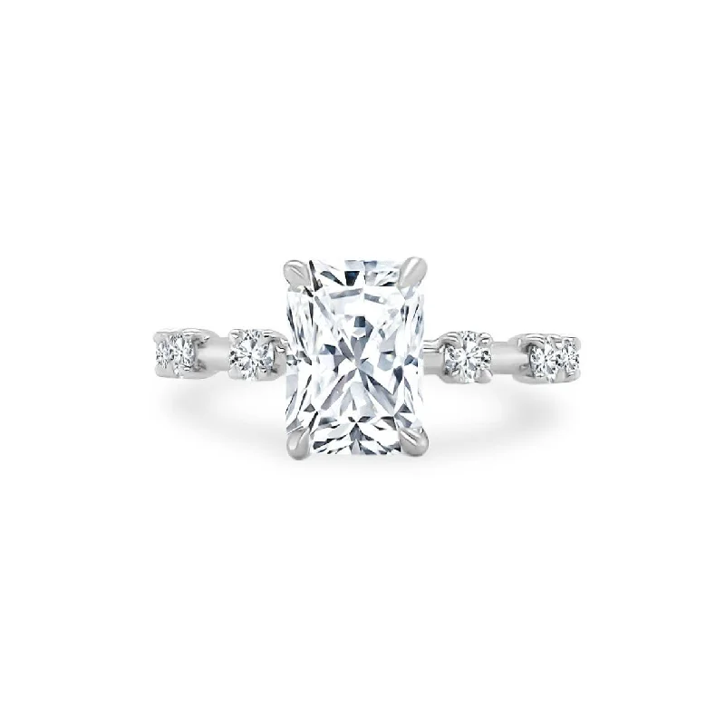 eternity wedding rings with diamonds-Radiant Cut Solitaire on Diamond Bar Band