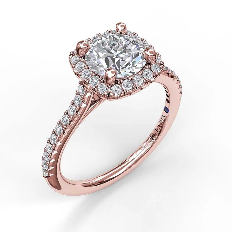 designer engagement rings for men-Cushion Halo Engagement Ring