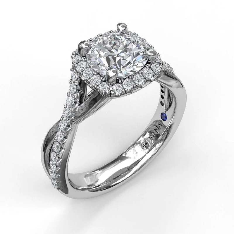 women’s wedding rings with aquamarine-Cushion Halo Twist Engagement Ring