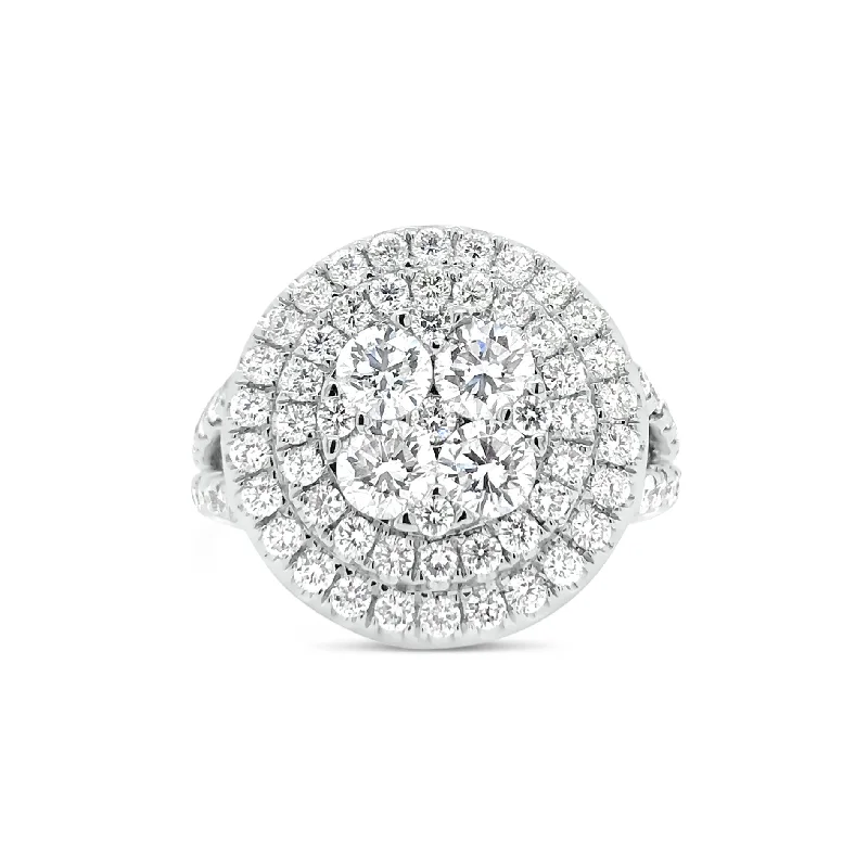 vintage-inspired promise rings-Circular Diamond Cluster Engagement Ring