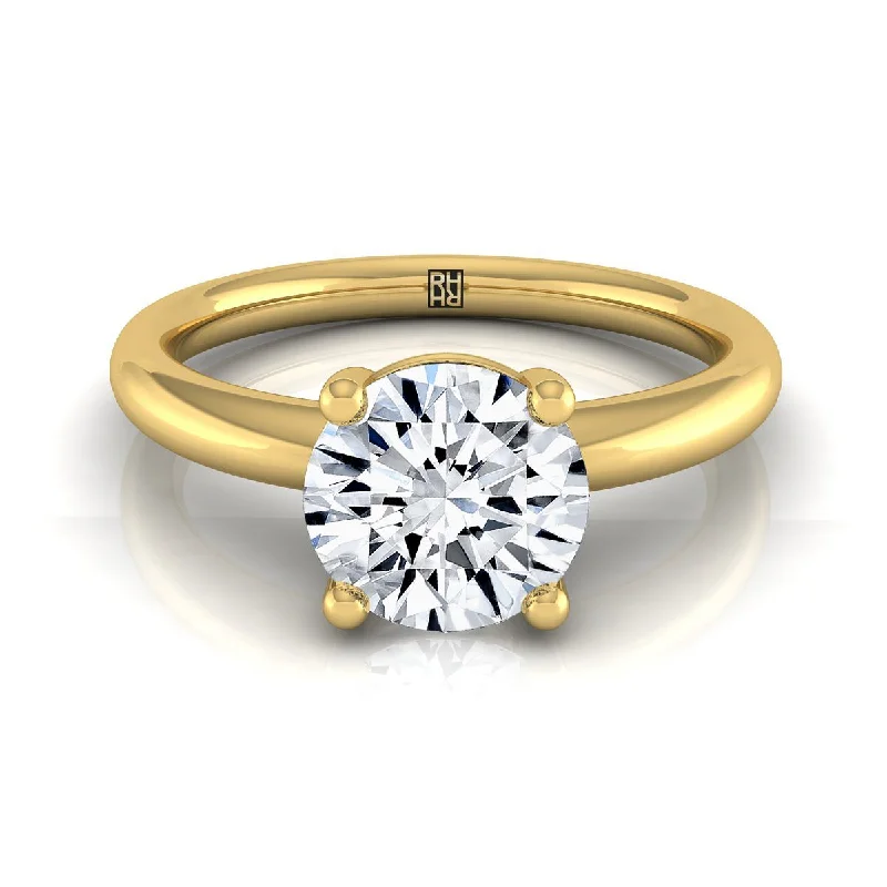 diamond solitaire engagement rings for women-18K Yellow Gold Round Brilliant Rounded Comfort Fit Solitaire Engagement Ring