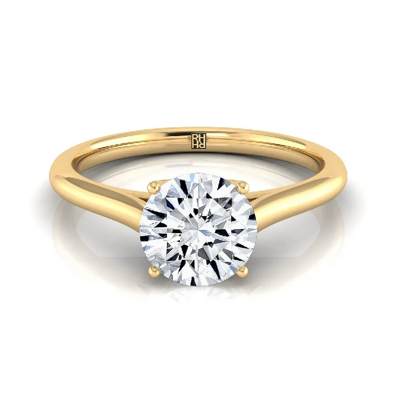 best engagement rings for women-18K Yellow Gold Round Brilliant  Cathedral Style Comfort Fit Solitaire Engagement Ring