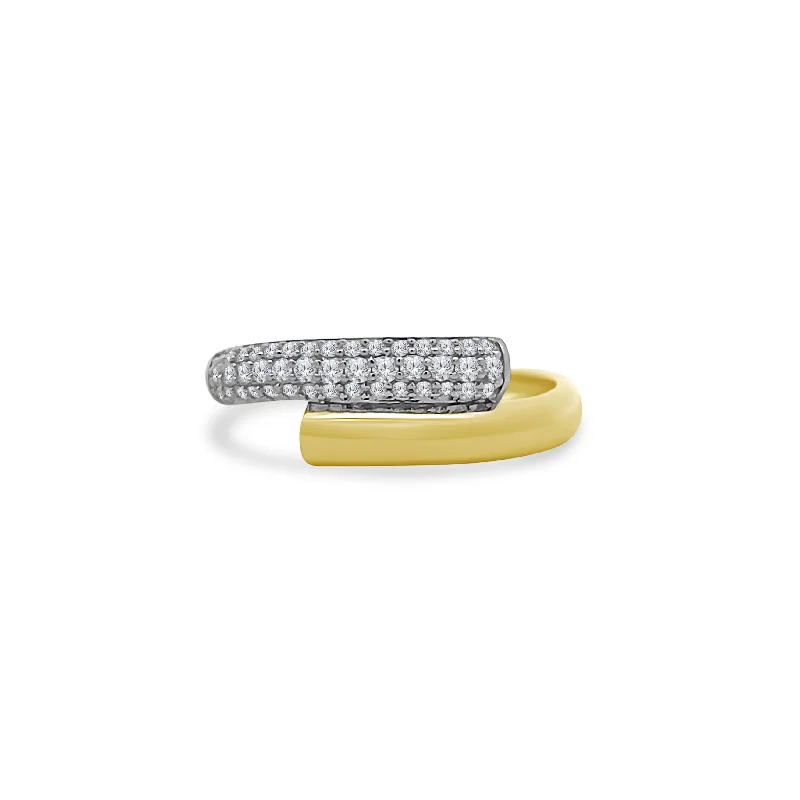 men’s wedding rings with gold-Diamond Bypass Ring