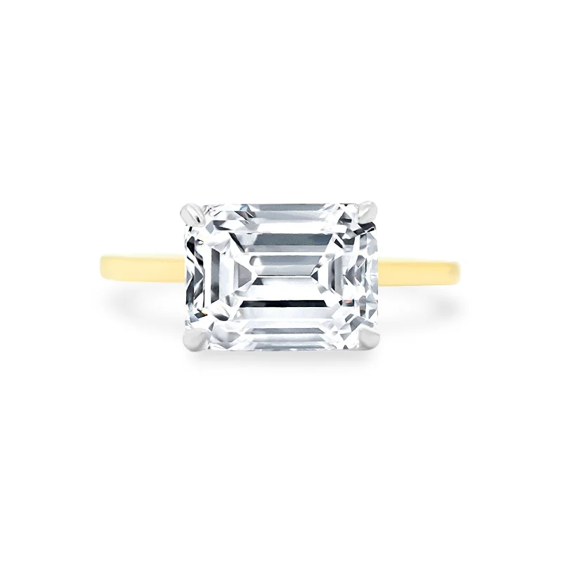 unique diamond rings for women-East West Emerald Cut Solitaire