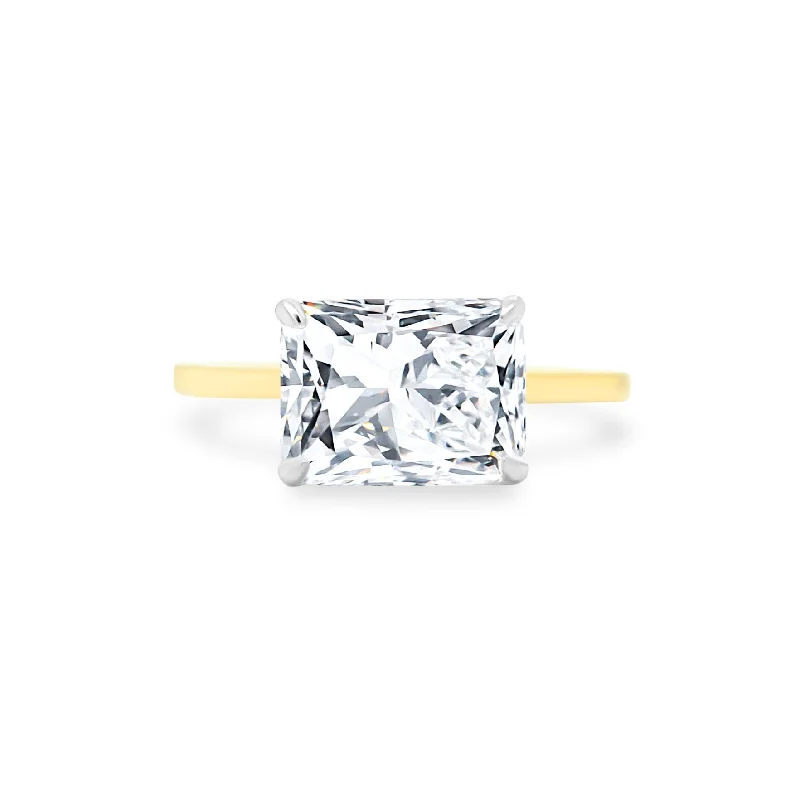 women’s bridal rings with diamonds-East West Radiant Cut Solitaire