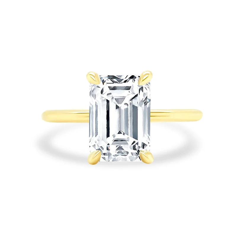 women’s wedding rings with aquamarine-Emerald Cut Solitaire