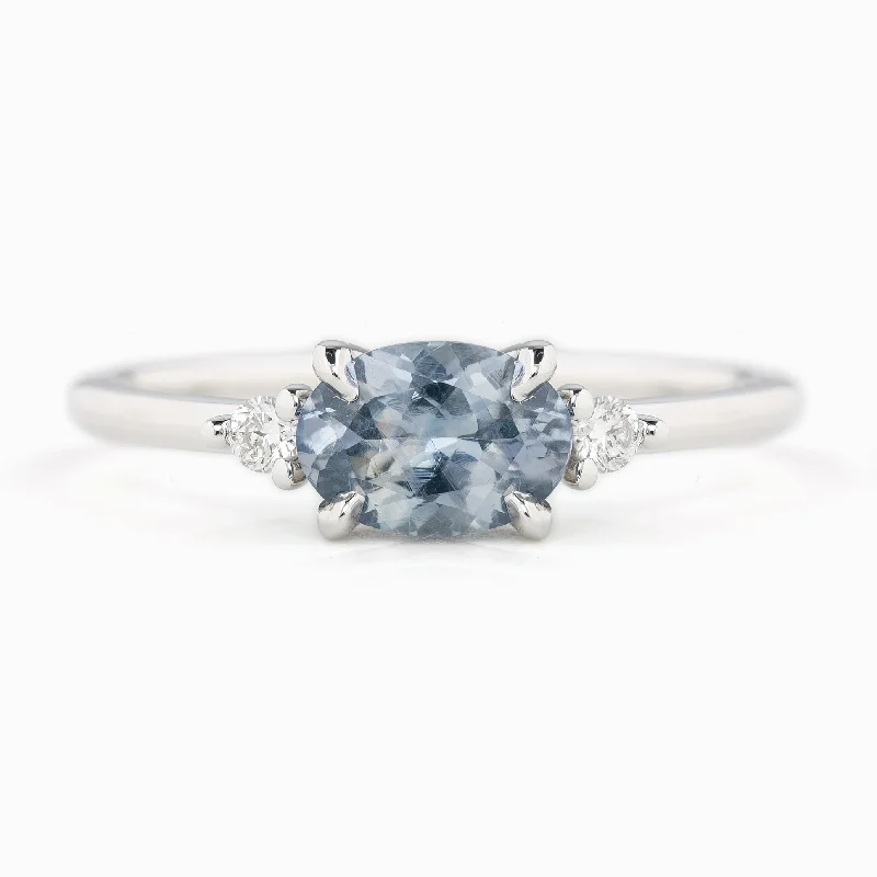 couples’ rings with initials engraved-Emilie Ring 0.98ct Light Blue Umba Sapphire, 14k White Gold (One of a kind)