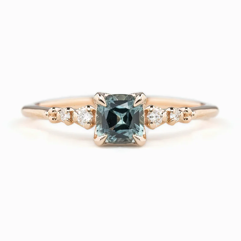 vintage rings for men-Estel Fleur Four Prongs Ring, 0.77ct Light Blue Montana Sapphire, 14k Rose Gold (One of a kind)