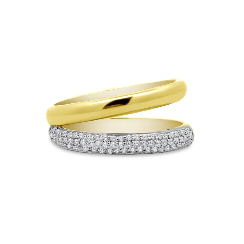 statement diamond rings for women-Gold & Pave Split Band