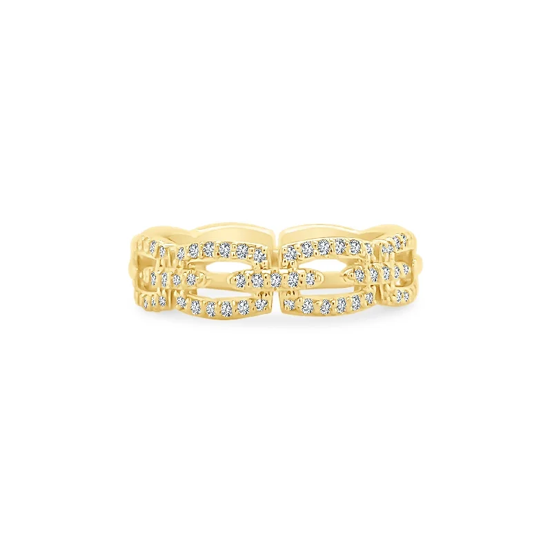 wedding bands for women with rubies-Halfway Diamond Link Band