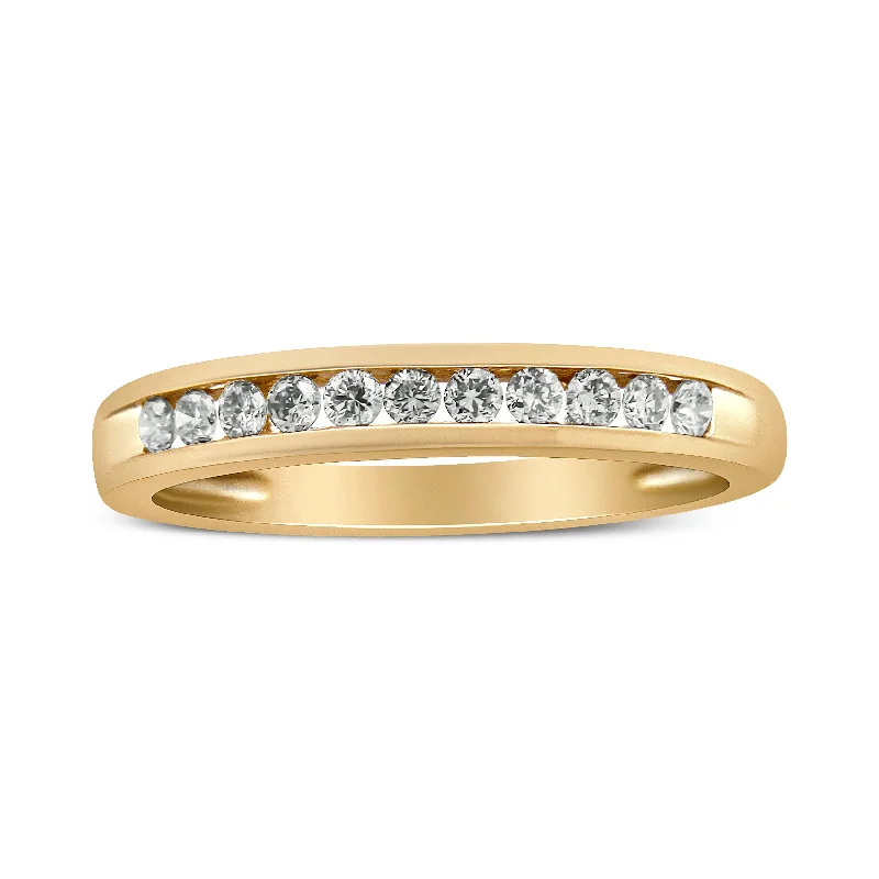 wedding rings with diamond halo settings-IGI Certified 1/4 Cttw Diamond 10K Yellow Gold Channel Set Band Style Ring