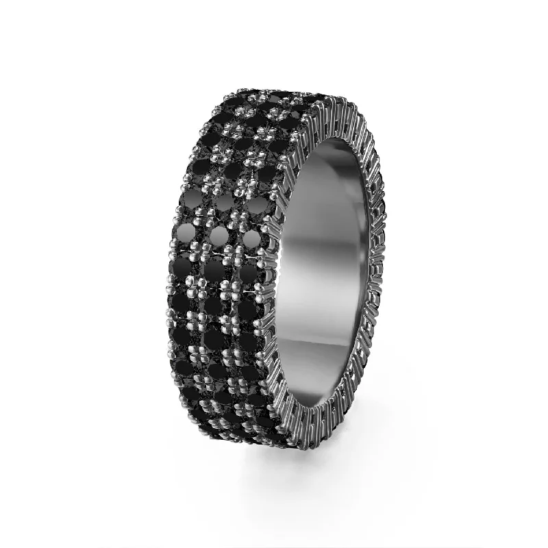 engagement rings with classic designs-LENOX ETERNITY BAND TRIPLE (Black Diamond)