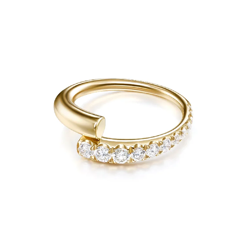 wedding bands for couples with gemstones-LOLA RING (Partial Diamond)