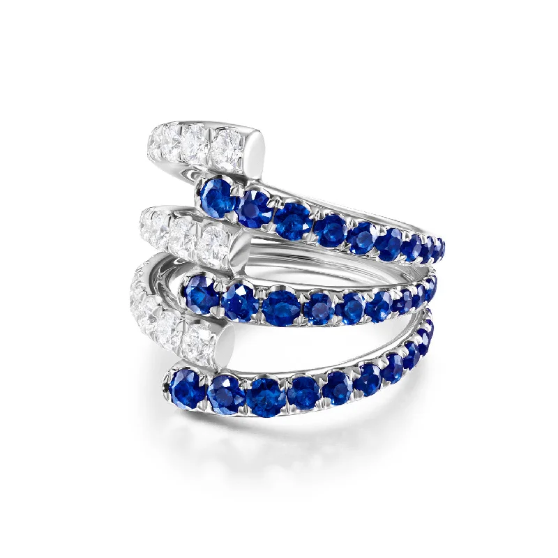 luxury wedding rings for men-LOLA TRIPLE RING (Blue Sapphire)