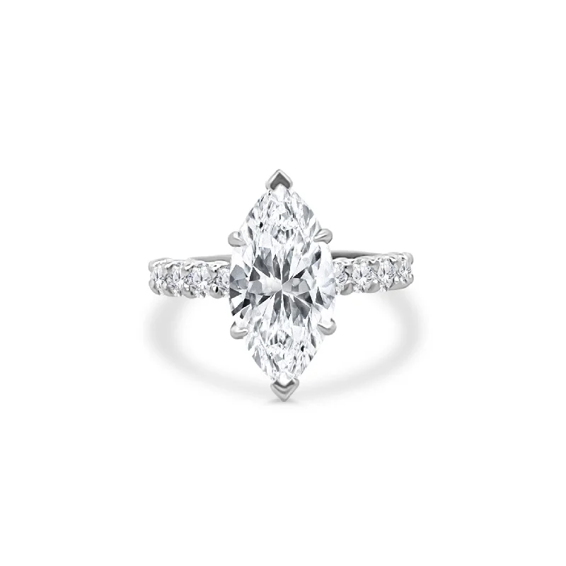 men’s diamond engagement rings with custom designs-Marquise Cut Solitaire on Diamond Band