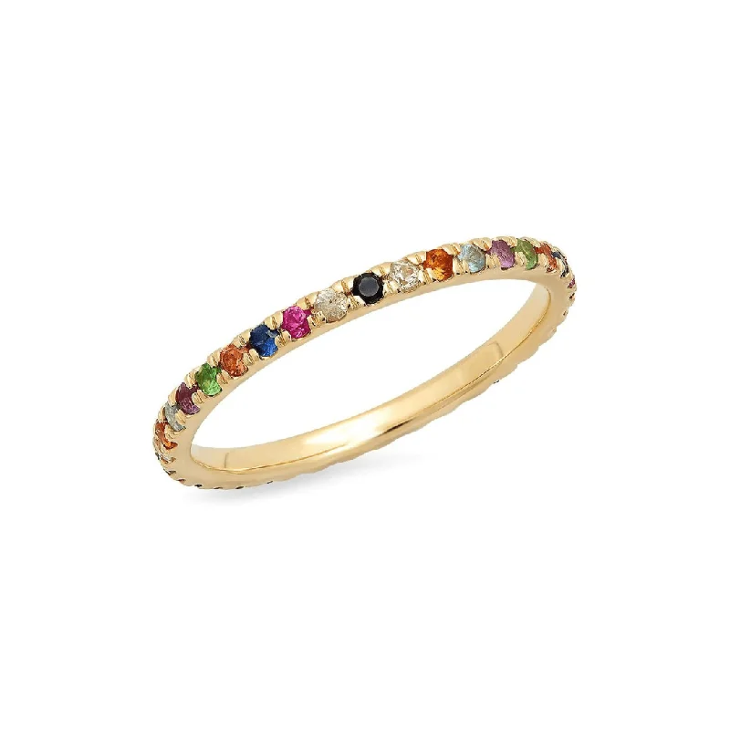 silver wedding rings with gemstone accents-Rainbow Eternity Band