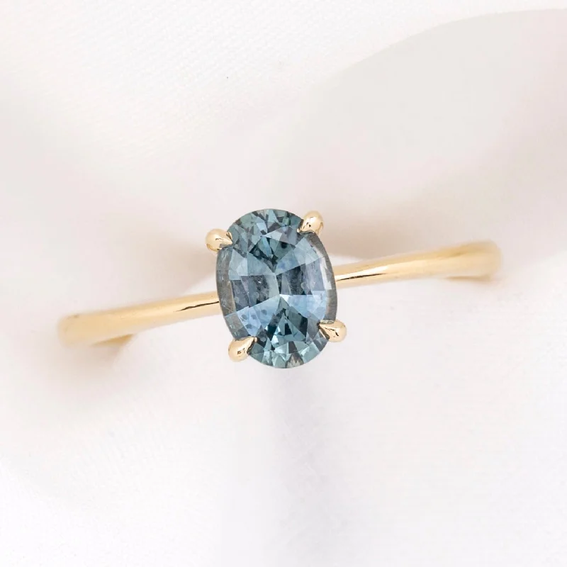 gold wedding rings with small diamonds-Nina Ring 0.90ct Aqua Blue Montana Sapphire, 14k Yellow Gold (One of a kind)