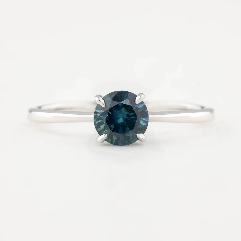 unique silver engagement rings for women-Nina Ring 0.91ct Peacock Blue Green Montana Sapphire, 14k White Gold (One of a kind)