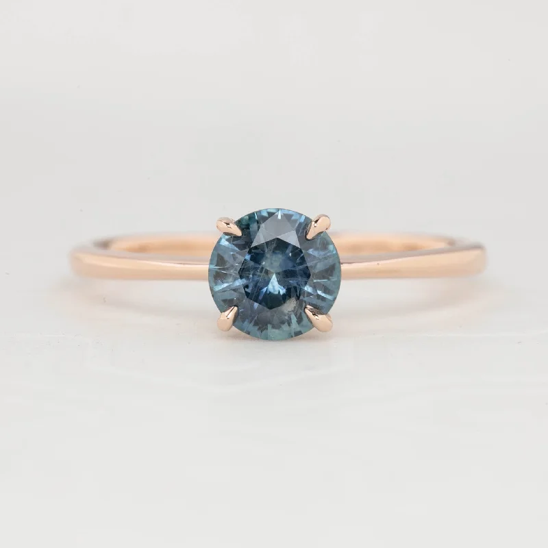 rings for women with ruby stones-Nina Ring - 0.91ct Teal Blue Montana Sapphire, 14k Rose Gold (One of a kind)