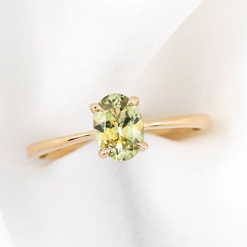 unique sapphire engagement rings-Nina Ring 0.96ct Yellow Green Montana Sapphire, 14k Yellow Gold (One of a kind)