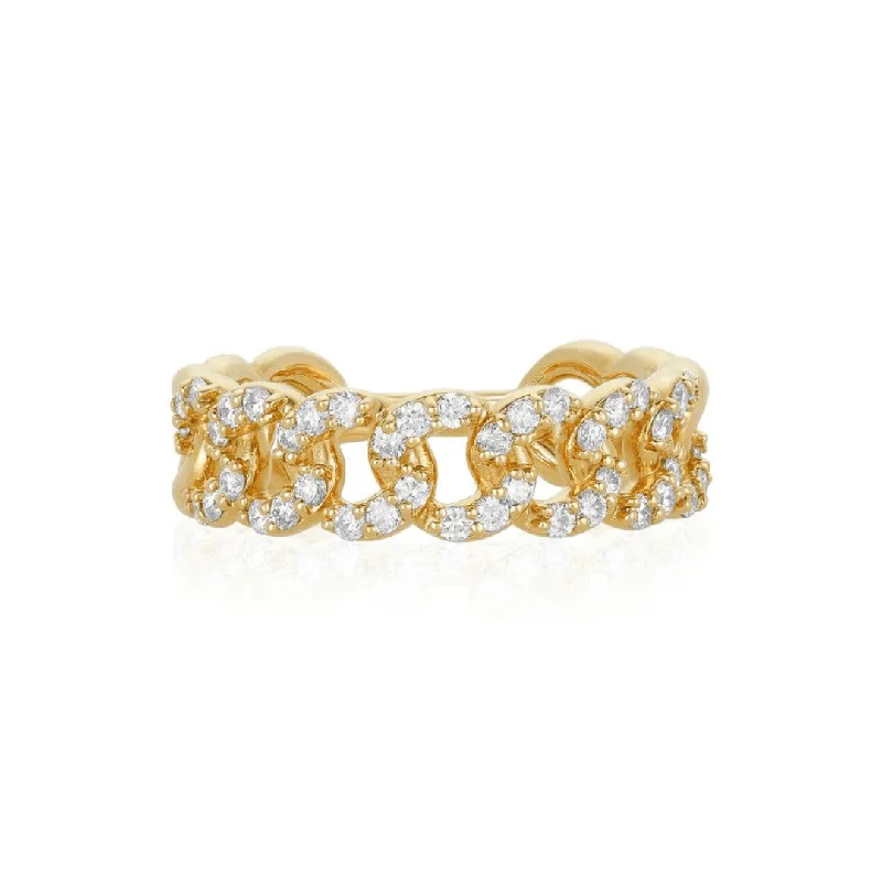 stackable rings with diamonds-Pave Chain Link Ring