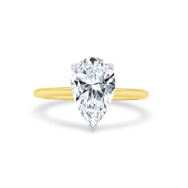 engagement rings with a diamond center stone-Pear Cut Solitaire