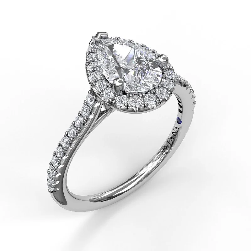 unique sapphire engagement rings-Pear Shaped Halo Engagement Ring